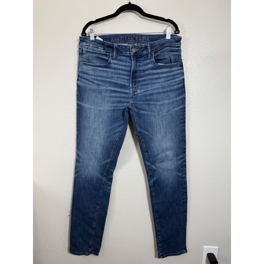 American Eagle Airflex+ Skinny Jeans Mens 34x34 Medium Wash Blue Denim Pants